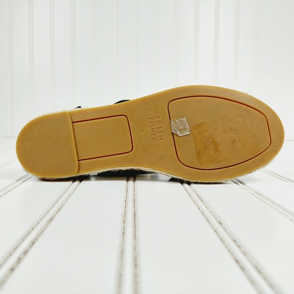 New Eileen Fisher Black Perforated Leather Casual  Flat Espadrilles C579 - Picture 10 of 11